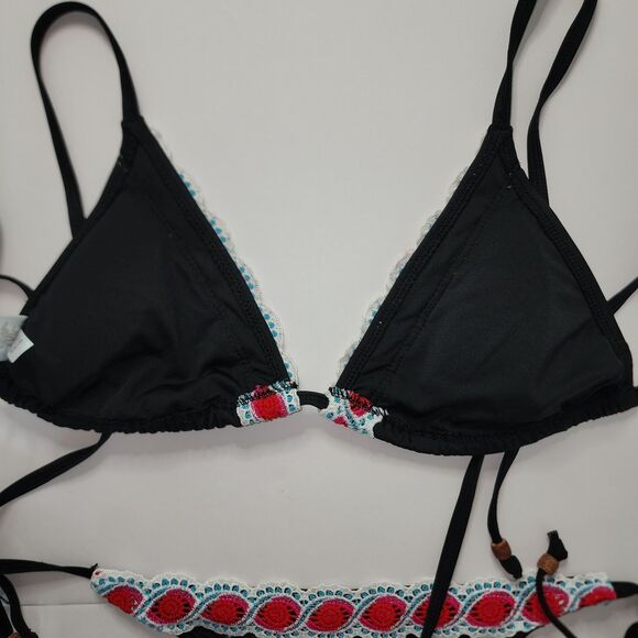 Venus Black Embroidered Triangle Bikini Set - Picture 7 of 9